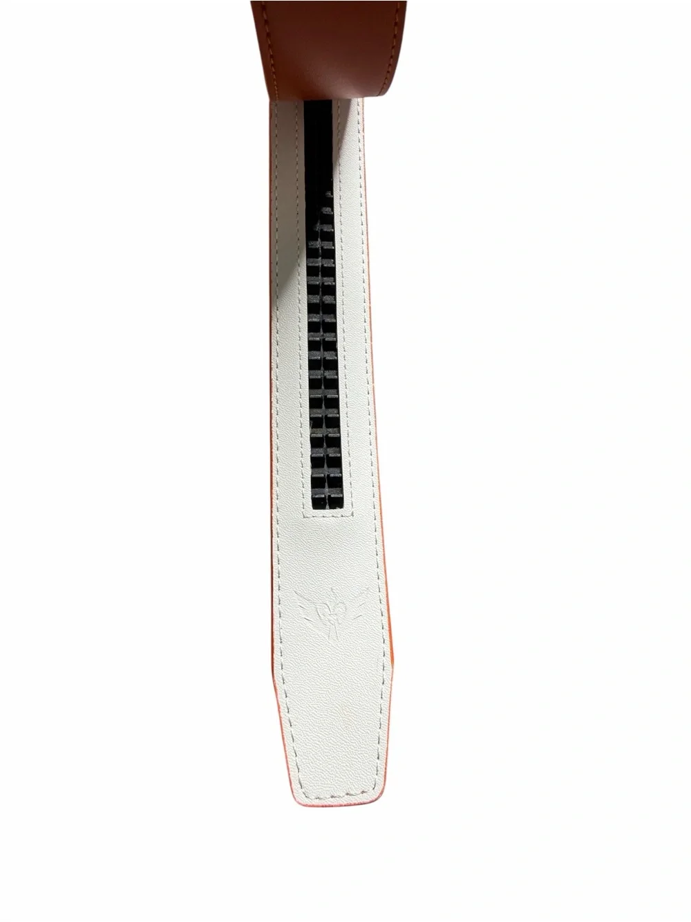 SlideBelts Mens Orange Vegan Leather Ratchet Belt Gunmetal Buckle Adjustable